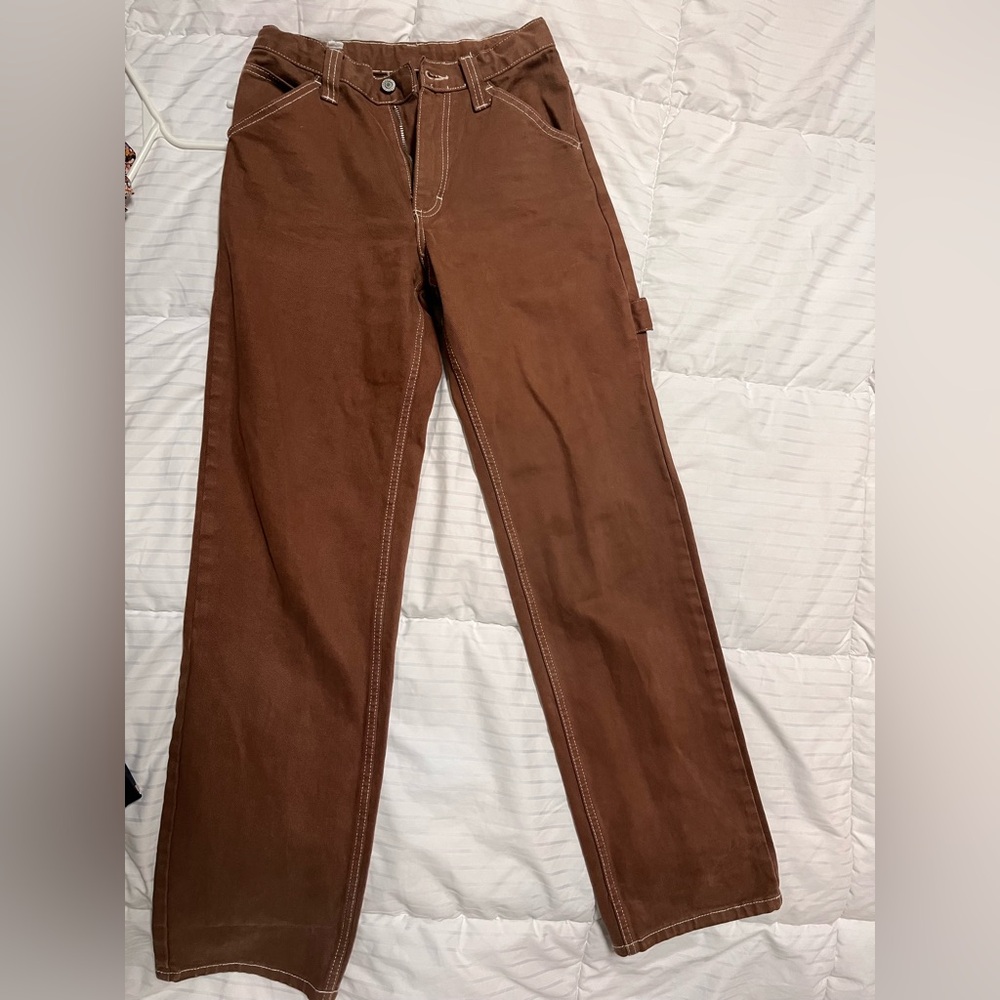J GALT Brandy Melville Brown High Rise Carpenter Work Jeans